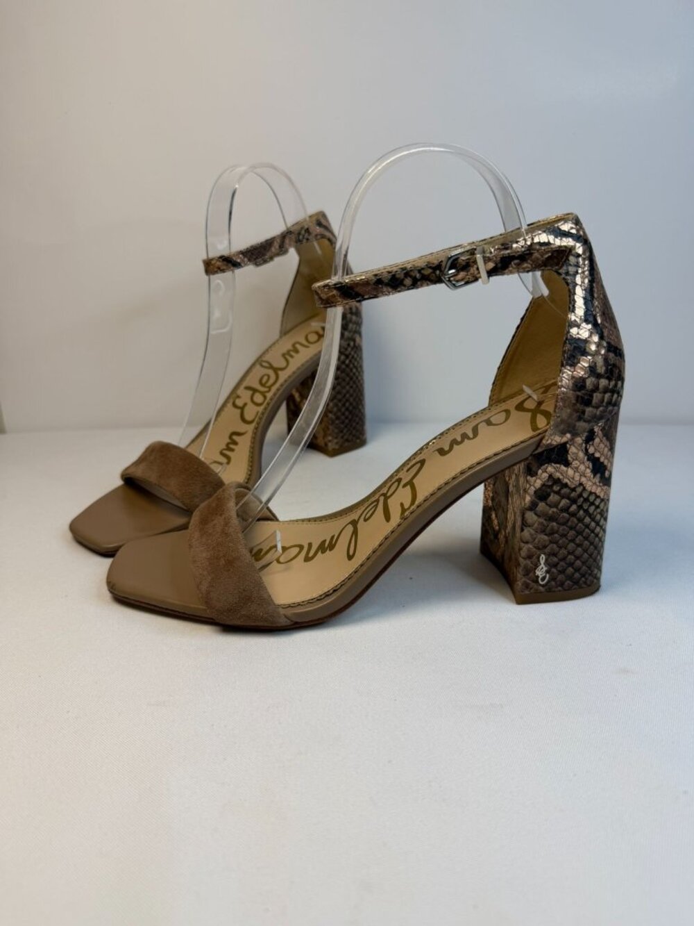 Sam Edelman Daniella Block Heel Sandals Women Size 9.5M Brown Leather Shoes